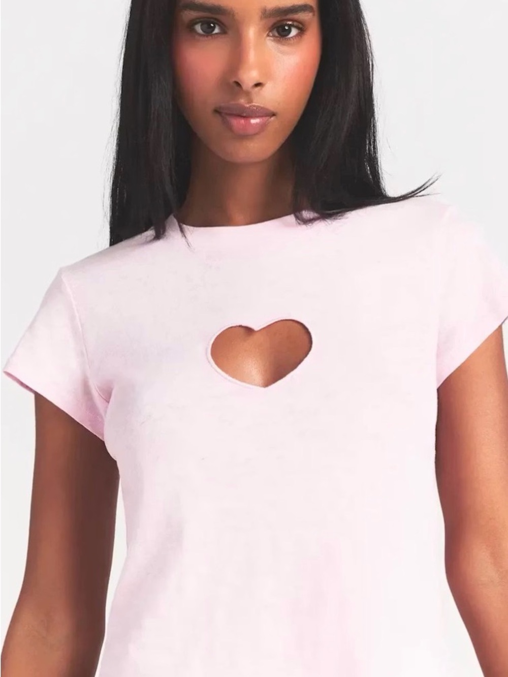 Women's Pink Heart Cutout Tee